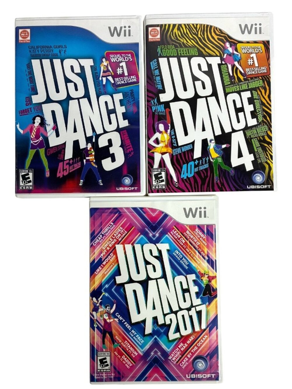 Wii Just Dance 3 Just Dance 4 Just Dance 2017 Nintendo Case Manual Disc Tested
